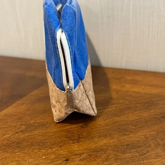 Blue and Tan Cosmetic Bag with Paw Print - Picture 2 of 5